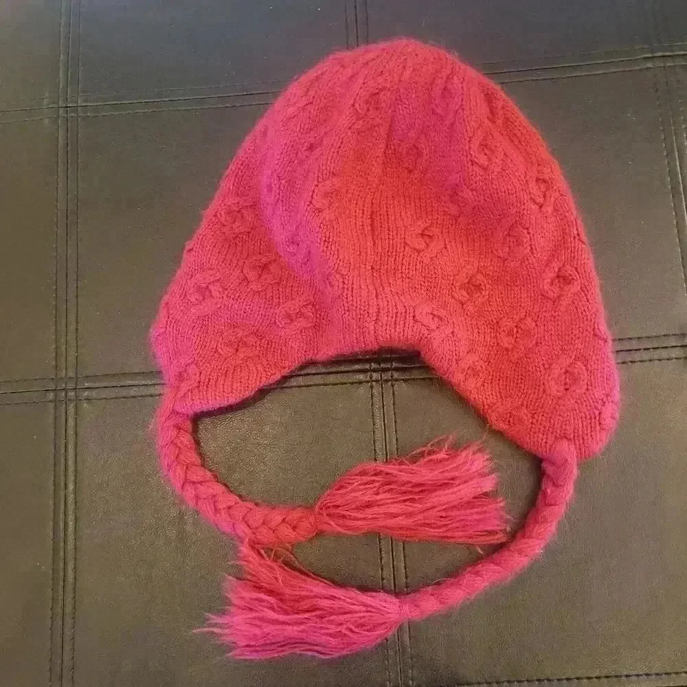 Bula Girl’s Hot Pink Acrylic Knit Peruvian Style Fleece Lined Winter Hat